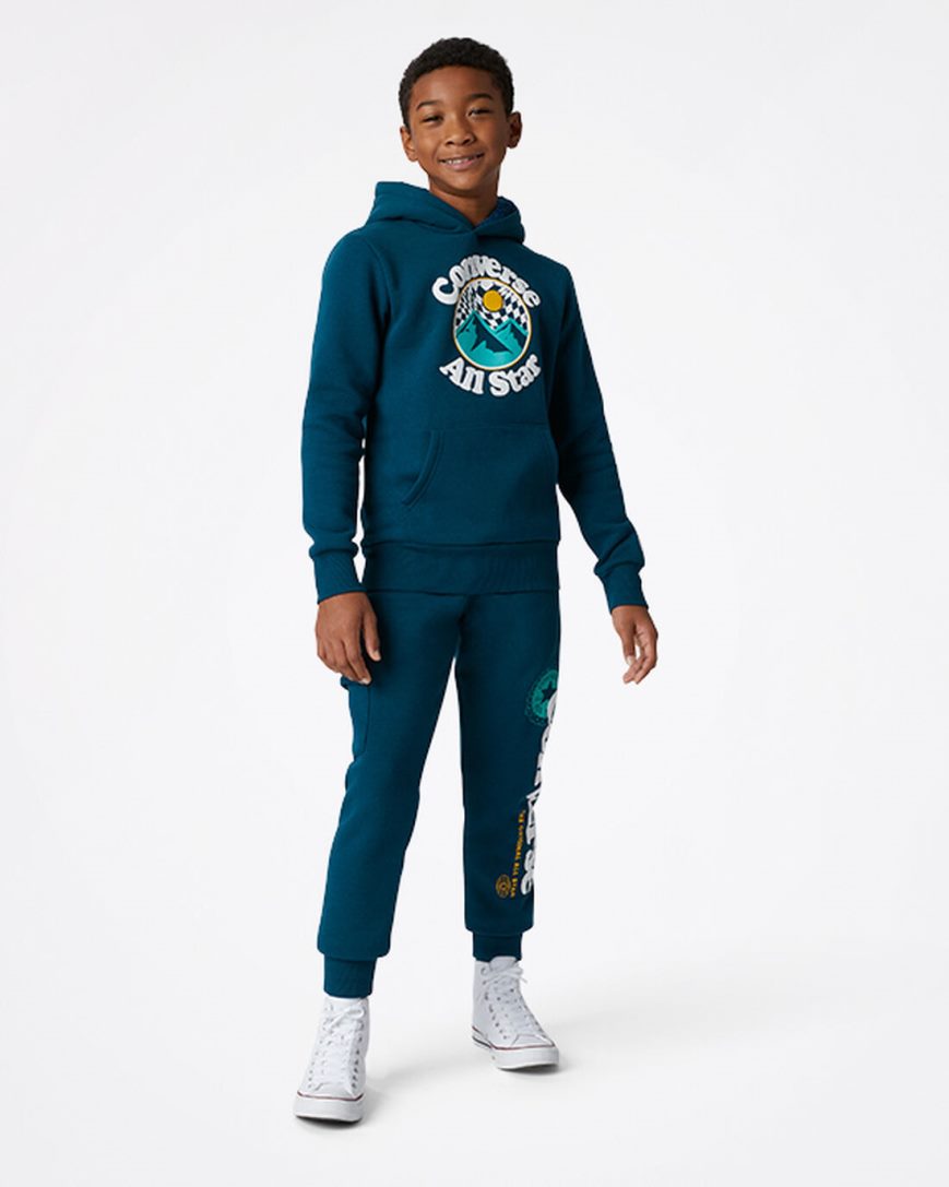 Sudadera Con Capucha Converse Into The Wild Fleece Pullover Niño Azules | PE 5L87WP